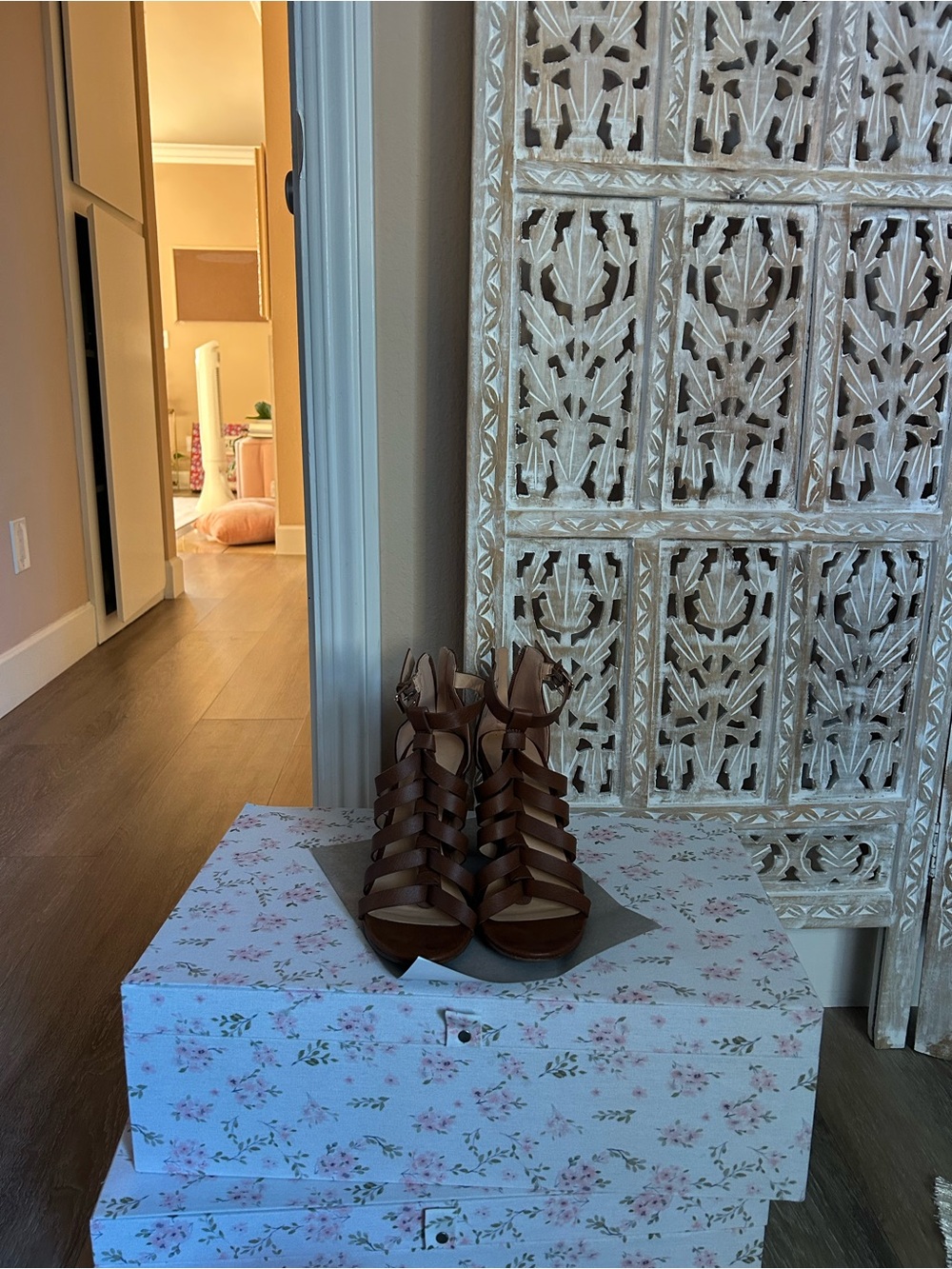 Francesca's Collections Brown Strappy Gladiator Sandal Heels